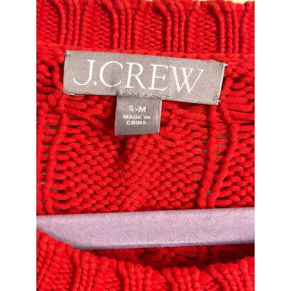 J. Crew Cotton blend cableknit side-slit crewneck sweater, style:Bm401, size s/m